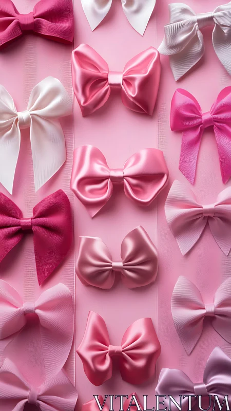 Pink satin bows form a playful, feminine decorative pattern