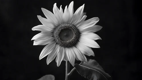 Black and White Sunflower Portrait.