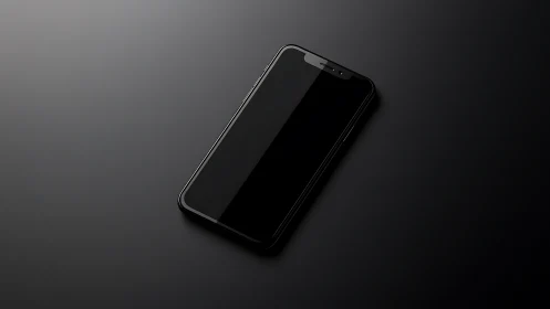 Sleek Black Smartphone Against Minimalist Dark Background
