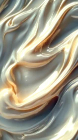Liquid pearl waves flow across glossy cream surface.