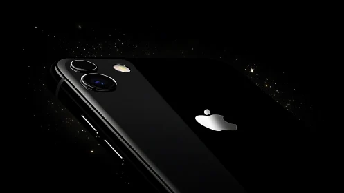 Dark smartphone with advanced dual camera array in stellar context rendering