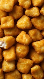 Golden fried nugget grid with crisp textured breading detail.