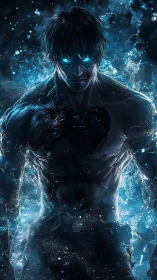 Storm-lit spectral warrior forged from electric midnight.