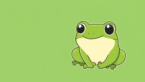 Cartoon tree frog sits on flat green minimalist background