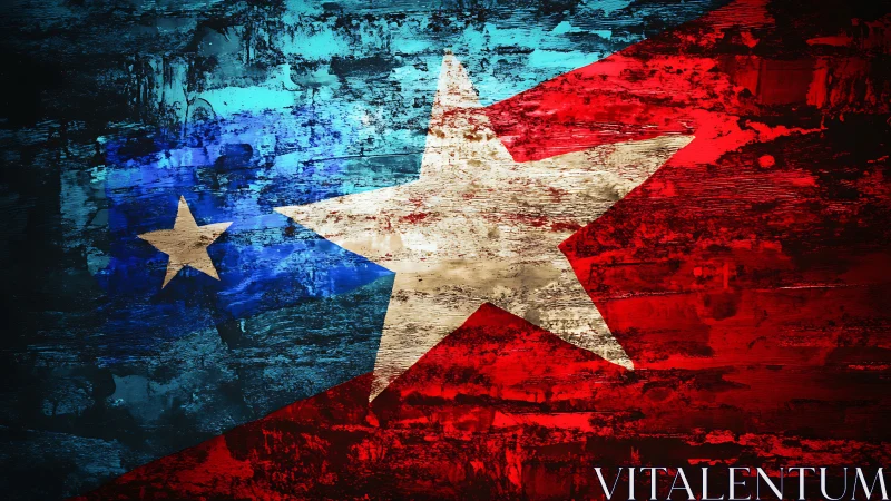 Weathered dual-star flag in bold distressed colors.