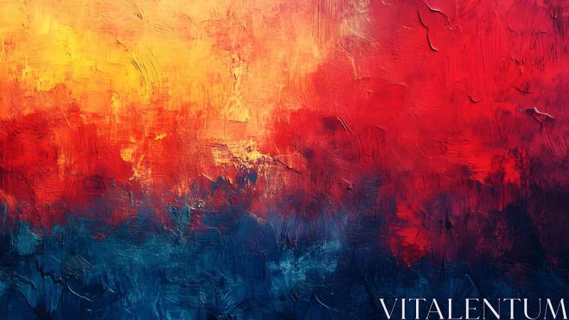 Vibrant Abstract Sunset with Bold Brushstrokes in Oil Paint.