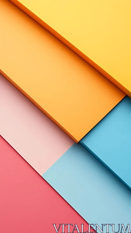 Sunlit pastel planes stacking playful geometry in color.