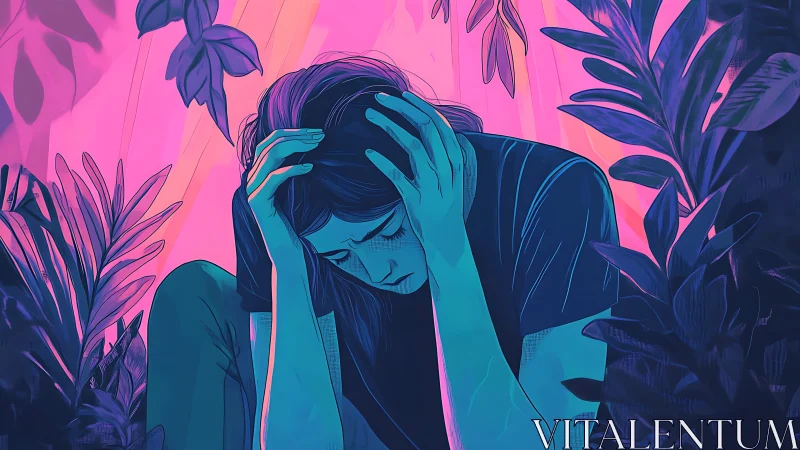 Soft glow over heavy thoughts in a neon jungle of feelings.