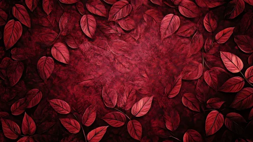 Crimson leaf circle framing a cozy textured twilight glow.