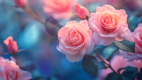 Blush Roses with Bokeh Depth and Soft Luminescence.