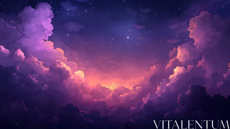 Twilight clouds cradle a glowing sky of soft starlight.