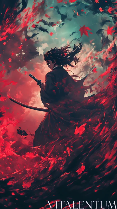 Stormwalking samurai carved from ember leaves and windfall.