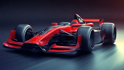 High-downforce red single-seater racing car on dynamic track