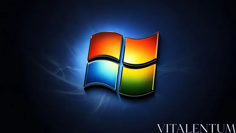 Glowing colored window logo shines against deep blue space