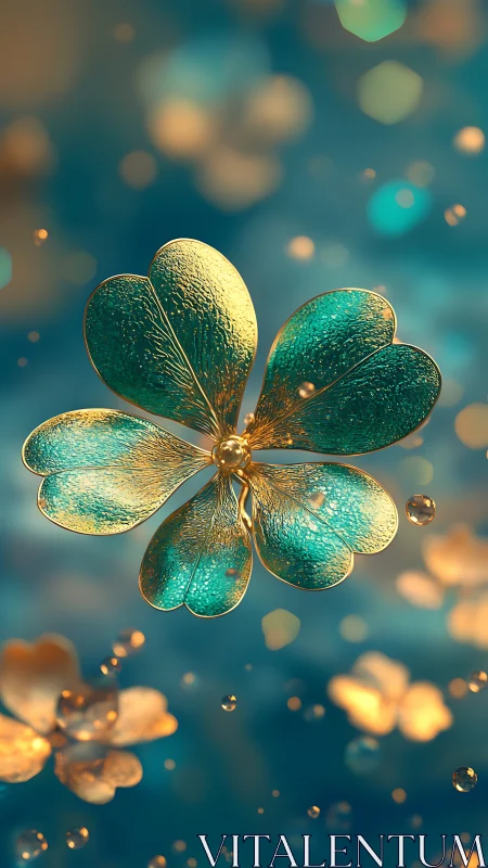 Glowing teal petal bloom drifting through golden dreams.