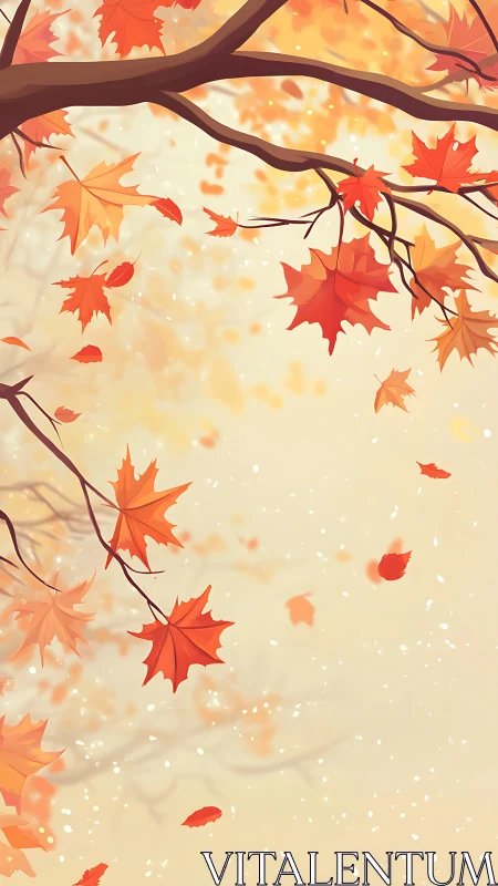 Crimson maple leaves drift like quiet sparks of falling time