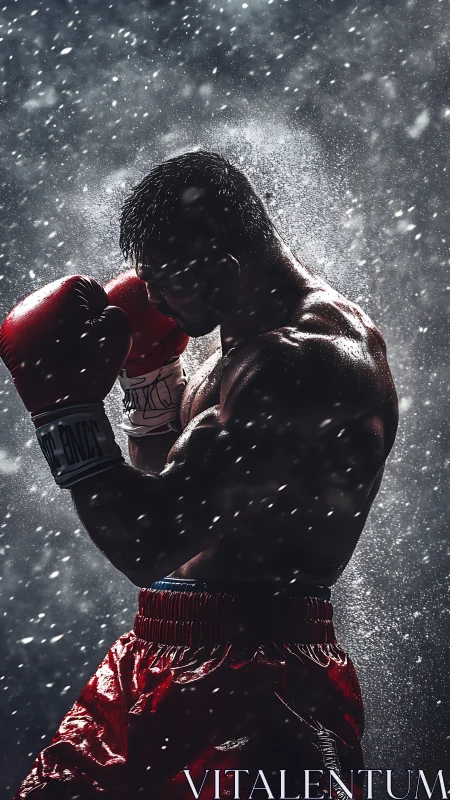Crystalline Combat: Boxer Defies Frozen Storm