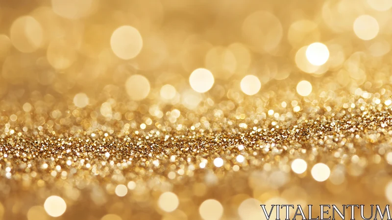 Gold glitter surface with warm bokeh light background.