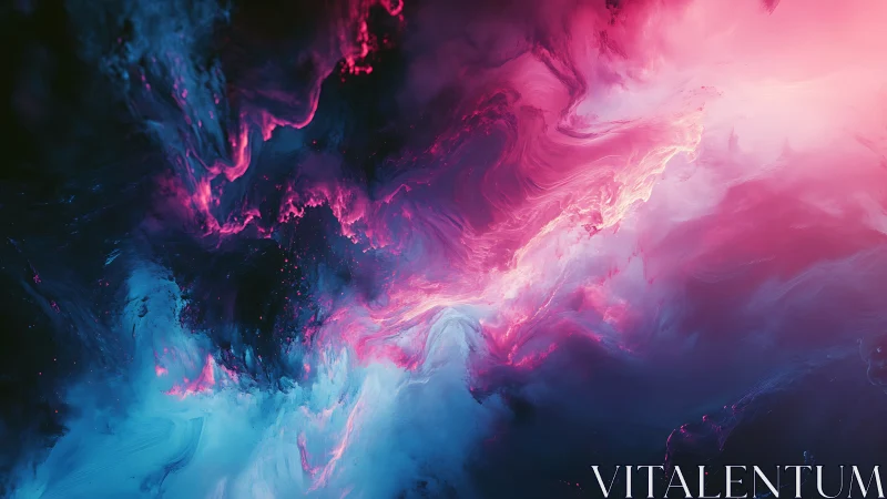 Neon cosmic nebula swirls through deep cyan and magenta void