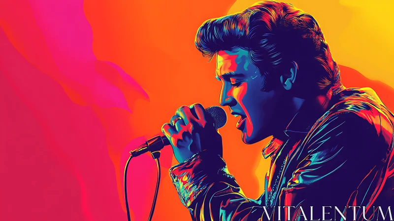 Neon-lit singer leans into the mic, igniting a vivid stage moment