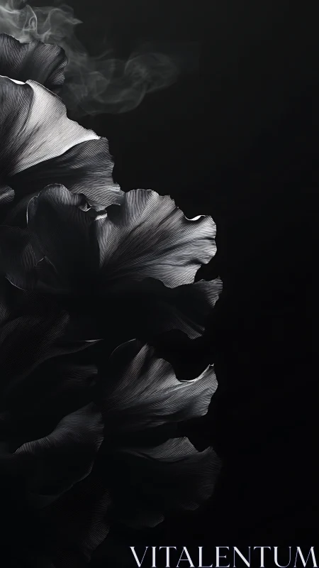 Monochrome Petals Unfold: A Delicate Dance in Darkness.