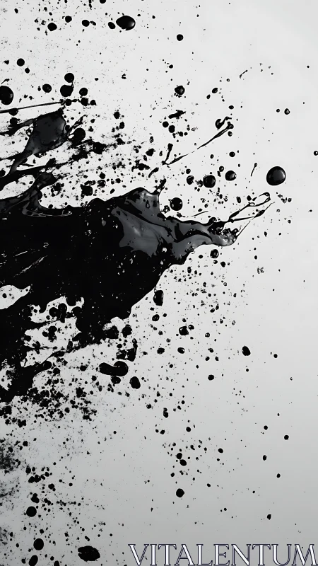 Monochrome ink splash abstraction on soft gray backdrop.