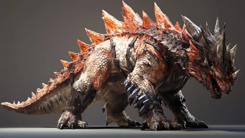 Armored lava beast stalks forward with blazing crystal spines.
