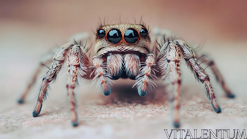 Macro portrait of jumping spider with shallow depth of field.