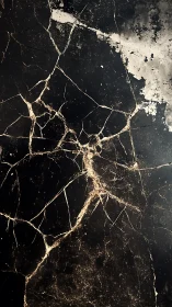 Textured black marble surface with golden fracture veining.