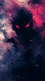 Abstract void entity emerges through high-contrast nebular brushwork