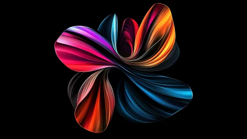 Parametric ribbon vortex forming multicolor luminescent bloom.