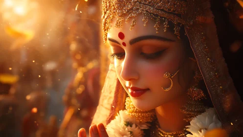 Side-lit bridal portrait reveals intricate Indian jewelry detail