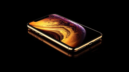 Golden Device Glows with Liquid Dreams Against Dark.