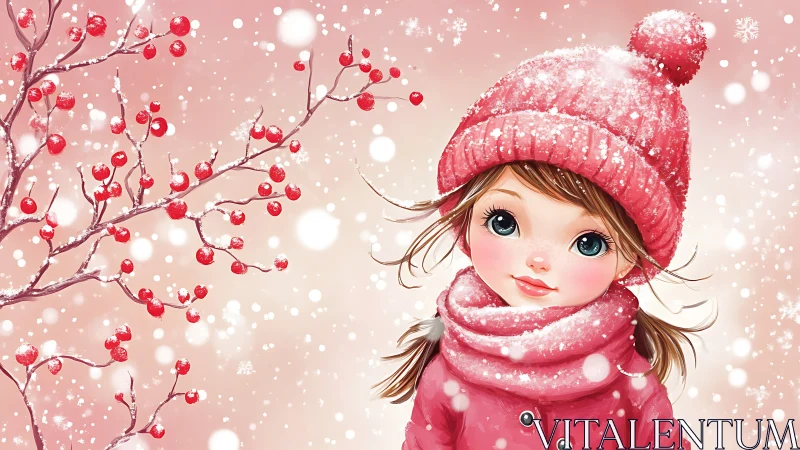 Digital illustration depicts child in winter clothing and snow