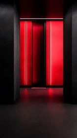 Crimson corridor hums softly like a minimalist sci‑fi portal