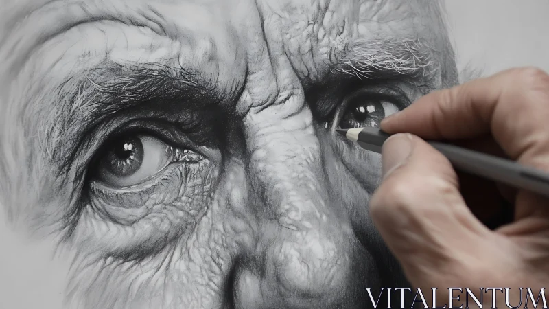 Hyperrealistic pencil drawing of elderly man’s detailed face.