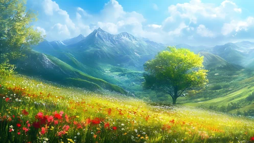 Sunlit mountain meadow invites peaceful wandering and wonder