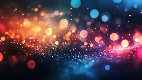 Vibrant Abstract Bokeh Lights in Colorful Glittery Background.