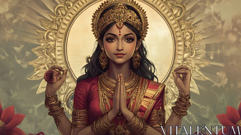 Radiant goddess-like woman offers calm strength and blessing