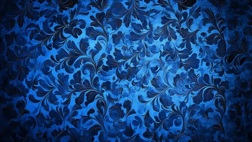 Blue ornamental foliage field with high-relief digital engraving.