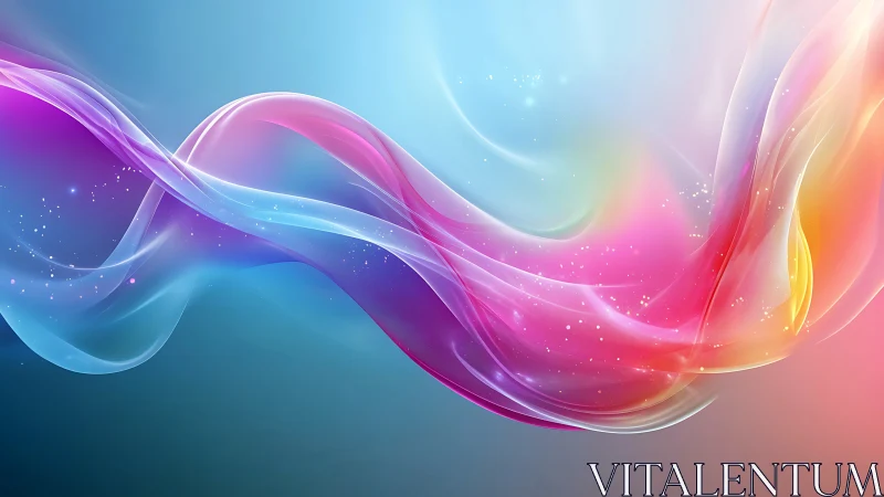 Luminous flowing color waves over soft gradient background.
