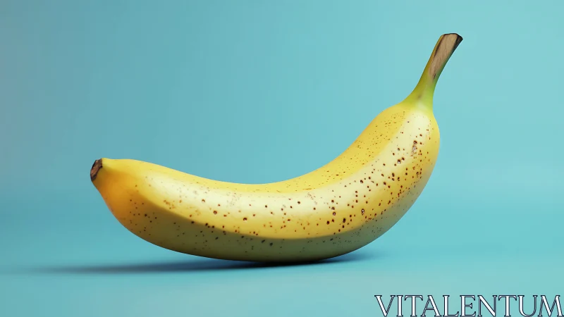 Photorealistic banana still life on cyan minimal backdrop.