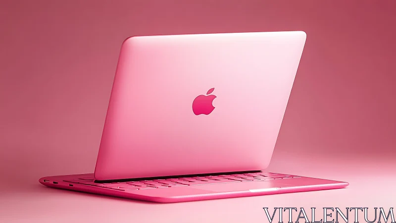 Monochrome pink laptop in controlled gradient studio light.