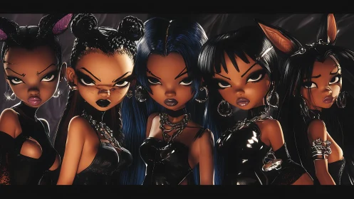 Fierce midnight coven glares back in glossy toon armor