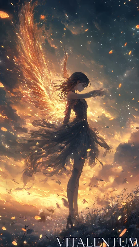 Ember-winged girl quietly rewrites the twilight sky