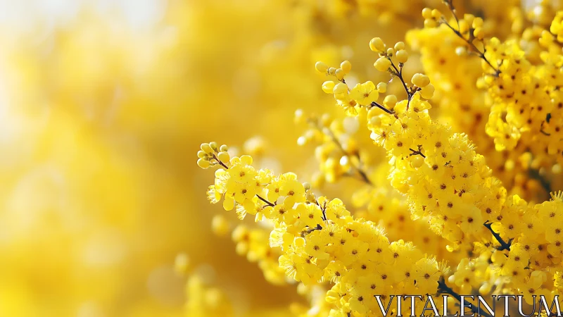 Golden Spring Blossoms in Soft Sunlight.