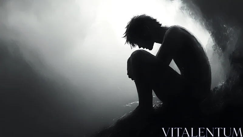 Quiet silhouette resting in a gentle pool of soft light.