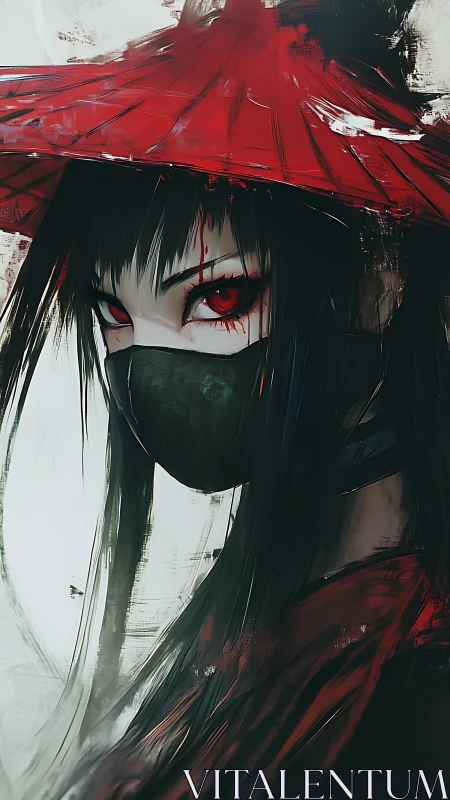 Masked huntress lets crimson eyes carve through the storm