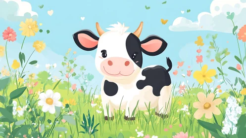 Sunny meadow calf beams with oversized charm and blossoms