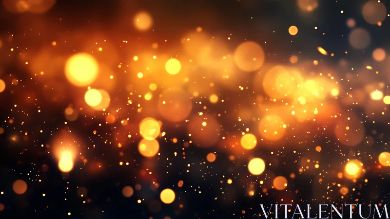 Defocused golden bokeh particles form a luminous abstract field